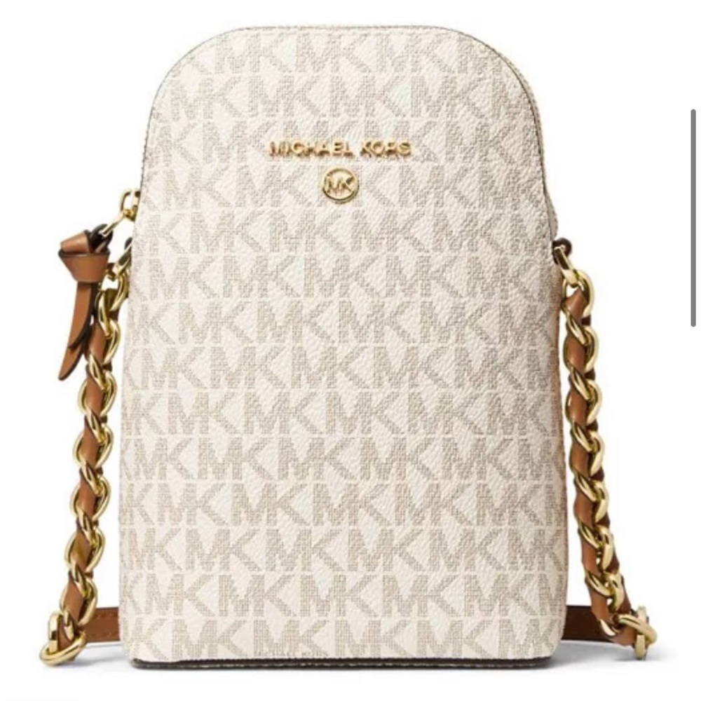 NWT Michael Kors Signature Jet Set Charm Small North South Chain Crossbody Bag